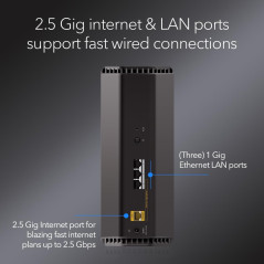 NETGEAR Nighthawk Routeur WiFi 7 Dual-Bande RS140 - Vitesse 5 Gbps, Couvre 2250 pi², 80 Appareils, Port 2.5 Gb