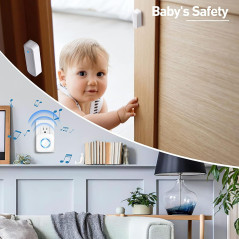 Satisure Wireless Door Chime with Contact Sensor, 600FT Range, 58 Chimes, 5 Volume Levels & LED Alerts