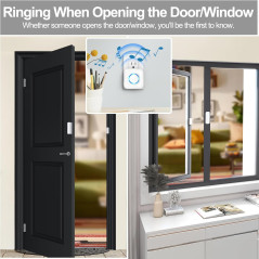 Satisure Wireless Door Chime with Contact Sensor, 600FT Range, 58 Chimes, 5 Volume Levels & LED Alerts