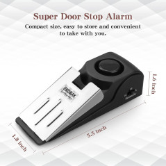 EMDMAK Door Stop Alarm 120DB - Pack of 2 Home & Travel Security (Black)