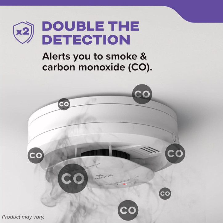 Détecteur de fumée et monoxyde de carbone Kidde 10 ans, batterie, voyants LED, modèle 30CUD10 Détecteur de fumée et monoxyde de carbone Kidde 10 ans, batterie, voyants LED, modèle 30CUD10