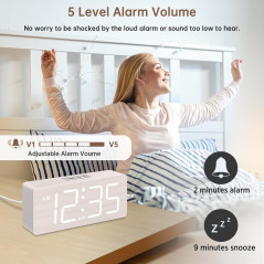 DreamSky Wooden Digital Alarm Clock with Large Numbers & Loud Alarm