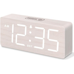 DreamSky Wooden Digital Alarm Clock with Large Numbers & Loud Alarm
