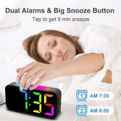 Loud Alarm Clock for Heavy Sleepers – Digital Dual Alarm with Night Light