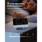 Réveil numérique chambre avec grand écran, réglage luminosité, 5 sons d'alarme, lumière nocturne argent Réveil numérique chambre avec grand écran, réglage luminosité, 5 sons d'alarme, lumière nocturne argent