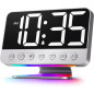 Digital Alarm Clock for Bedroom - Large Bold Numbers, 5 Brightness Levels, 5 Alarms, 8 Night Lights - Silver Digital Alarm Clock for Bedroom - Large Bold Numbers, 5 Brightness Levels, 5 Alarms, 8 Night Lights - Silver