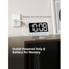 Digital Alarm Clock for Bedroom – Large Bold Numbers, Brightness Dimmer & 5 Alarms