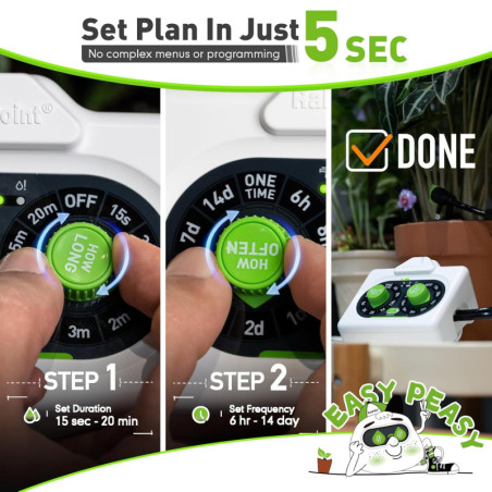Arroseur Automatique Rainpoint IP54 pour Plantes Intérieures et Extérieures