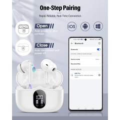 Écouteurs Bluetooth 5.4 Sans Fil, Basses, Micro Antibruit, IP7