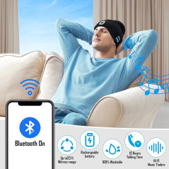 Bonnet LED Bluetooth Homme – Cadeau Saint-Valentin & Anniv