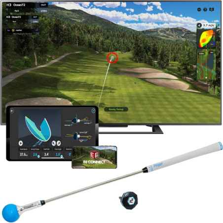 Simulateur de Golf PHIGOLF Home avec Capteur de Mouvement & Bâton de Swing – 38 000+ Parcours, Android/iOS