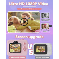 Appareil Photo Enfants Instantané 1080P - Cadeau Anniv Noël