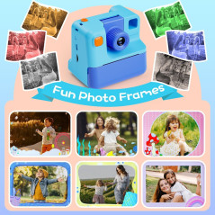 Kids Instant Print Camera with 32GB Card & 3 Rolls Paper, FHD Selfie & Video, Gift for Ages 3-12 (Blue)