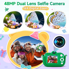 Kids Camera for Boys 3-9 Years | 48MP Dual Lens, 1080P HD Video Gift