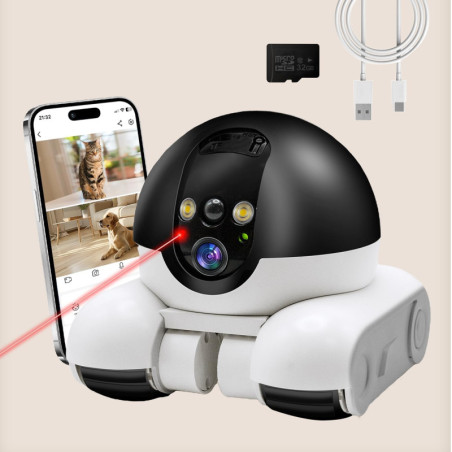 Caméra Intérieure DreamBee 1080P Double Objectif, Mobile, Vision Nocturne, Audio Bidirectionnel, Contrôle App