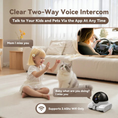 DreamBee 1080P Dual Lens Robot Camera on Wheels with Night Vision & 2-Way Talk