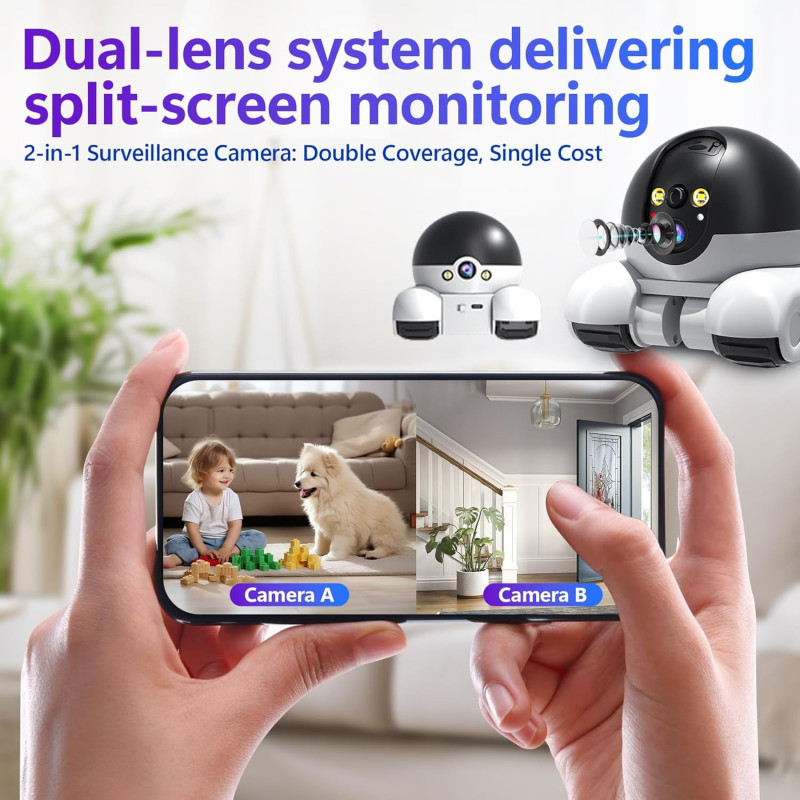 Caméra Robot Mobile Wi-Fi 64GB Vision Nuit Audio Bidirectionnel