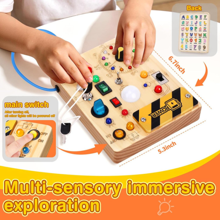 Busy Board for Toddlers - Montessori Educational Sensory Toy for 1-3 Year Olds | Travel-Friendly Autism Support Busy Board for Toddlers - Montessori Educational Sensory Toy for 1-3 Year Olds | Travel-Friendly Autism Support