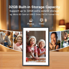 10.1 Frameo Digital Picture Frame - HD Touch, 32GB, Wifi, Wall Mountable