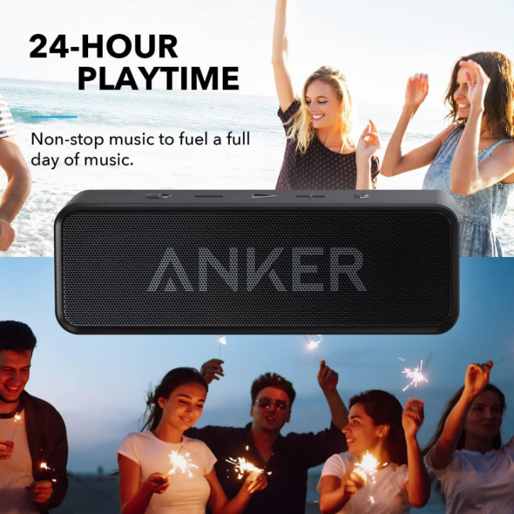 Anker Soundcore Bluetooth Speaker, IPX5 Waterproof, 24H Playtime, Stereo Sound, Portable Wireless (Black)