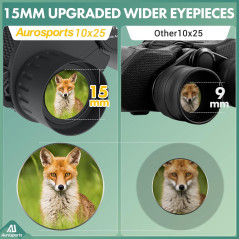 Aurosports 10x25 Compact Binoculars for Adults & Kids – Easy Focus, Low Light
