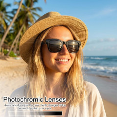 Lunettes AI Intelligentes à Verres Colorés Bluetooth - Traducteur 160+ Langues, Assistant Vocal