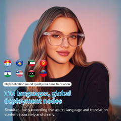 Lunettes Intelligentes Femmes Traduction AI Bluetooth 165+ langues