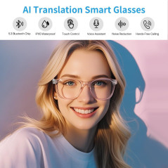 Lunettes Intelligentes Femmes Traduction AI Bluetooth 165+ langues