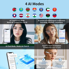 Lunettes Intelligentes Femmes, Traduction AI Bluetooth, Filtrage Lumière Bleue, 165+ Langues, Voyage & Apprentissage