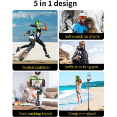 Stabilisateur AOCHUAN 4-en-1 pour smartphone, rotation 360°, suivi visage, télécommande sans fil - M1 Pro Noir
