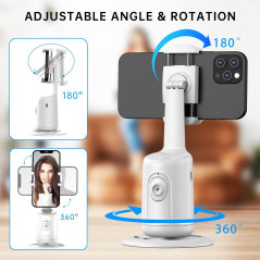 Auto Tracking Phone Holder & Smart Face Tracking Selfie Stick - White