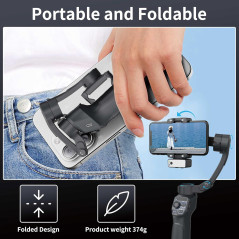 3-Axis Smartphone Gimbal with Fill Light & AI Tracking for Vlogging