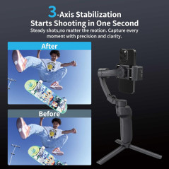 Stabilisateur 3-Axes Smartphone avec Lumière & Suivi AI