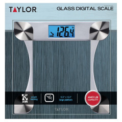 Taylor Digital Glass Scale – Accurate Body Weight up to 440 lb, Clear Display