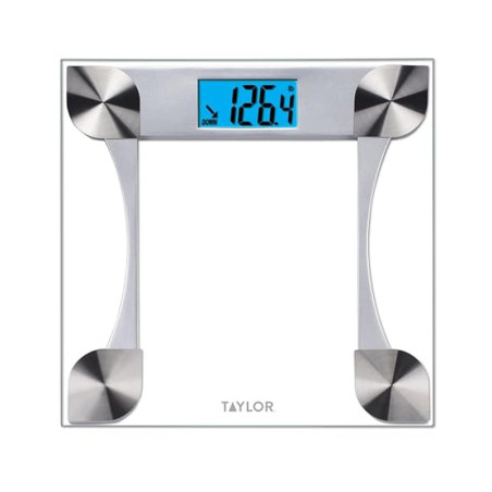 Taylor Digital Glass Bathroom Scale, Accurate Body Weight Tracking, 440 lb Capacity, Battery-Powered