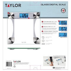 Taylor Digital Glass Scale – Accurate Body Weight up to 440 lb, Clear Display