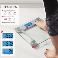 Taylor Digital Glass Scale – Accurate Body Weight up to 440 lb, Clear Display