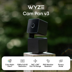 WYZE Cam Pan v3 – 1080P Outdoor Smart Security Camera with Motion Tracking