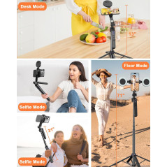 71” Auto Face Tracking Tripod with Light & Remote for iPhone, Android, GoPro – 360° Rotating Stand
