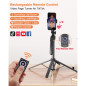 71” Auto Face Tracking Tripod with Light & Remote for iPhone, Android, GoPro – 360° Rotating Stand