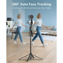 acer 64 Auto Face Tracking Tripod with Light & Remote for iPhone/Android/Camera, 360° Rotating Selfie Stick