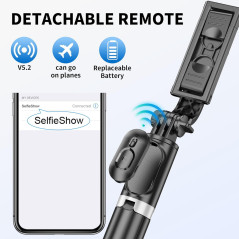 All-in-One Extendable Selfie Stick Tripod with Wireless Remote - Compatible with iPhone & Samsung
