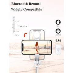 46 Selfie Stick Tripod with Wireless Remote & LED Fill Light for iPhone 16/15/14/Android Smartphones