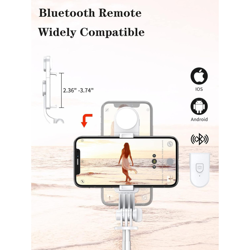 46'' Selfie Stick Tripod with Wireless Remote & LED Light for iPhone & Android