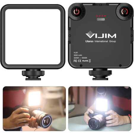 ULANZI VL-81 3000mAh Bi-Color LED Video Light w Softbox, CRI95, 3 Cold Shoe Mounts for DSLR/GoPro/iPhone