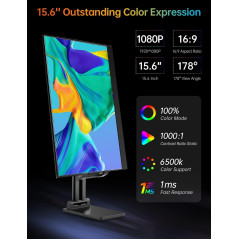 VILVA 15.6 Portable Monitor FHD IPS USB-C HDMI for Laptop & Gaming