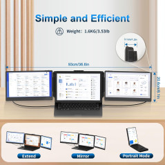 14 FHD IPS Laptop Screen Extender - Ultra-Thin Dual/Triple Monitor, HDMI/USB-C, Built-in Speakers, Portable