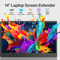 Écran Portable 14 FHD Ultra-Mince Dual/Triple Moniteur HDMI USB-C
