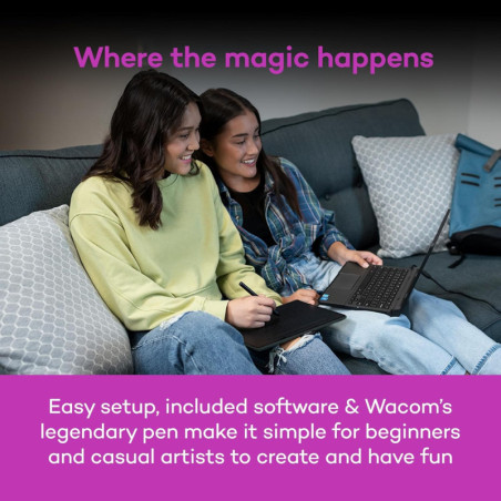 Tablette Graphique Wacom Intuos Small - 4 ExpressKeys, Logiciel Inclus, Compatible Chromebook/Mac/Win/Android, Noir