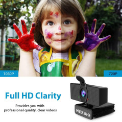 NexiGo N60 1080P Webcam with Mic, Privacy Cover & USB Plug & Play